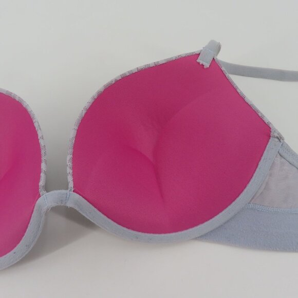 PINK Victorias Secret 34D Bra Wear Everywhere Super Push Up Gray Leopard Mesh - Picture 9 of 15